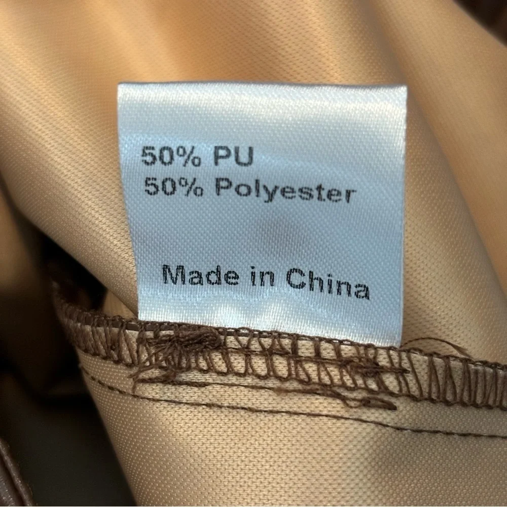 NWT Princess Polly Lillie Faux Leather High Waist Straight Leg Pants Brown Tan 6 - Picture 8 of 9